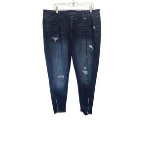 Lane Bryant Women's Size 20 Distressed‎ Dark Wash Denim Skinny Jeans